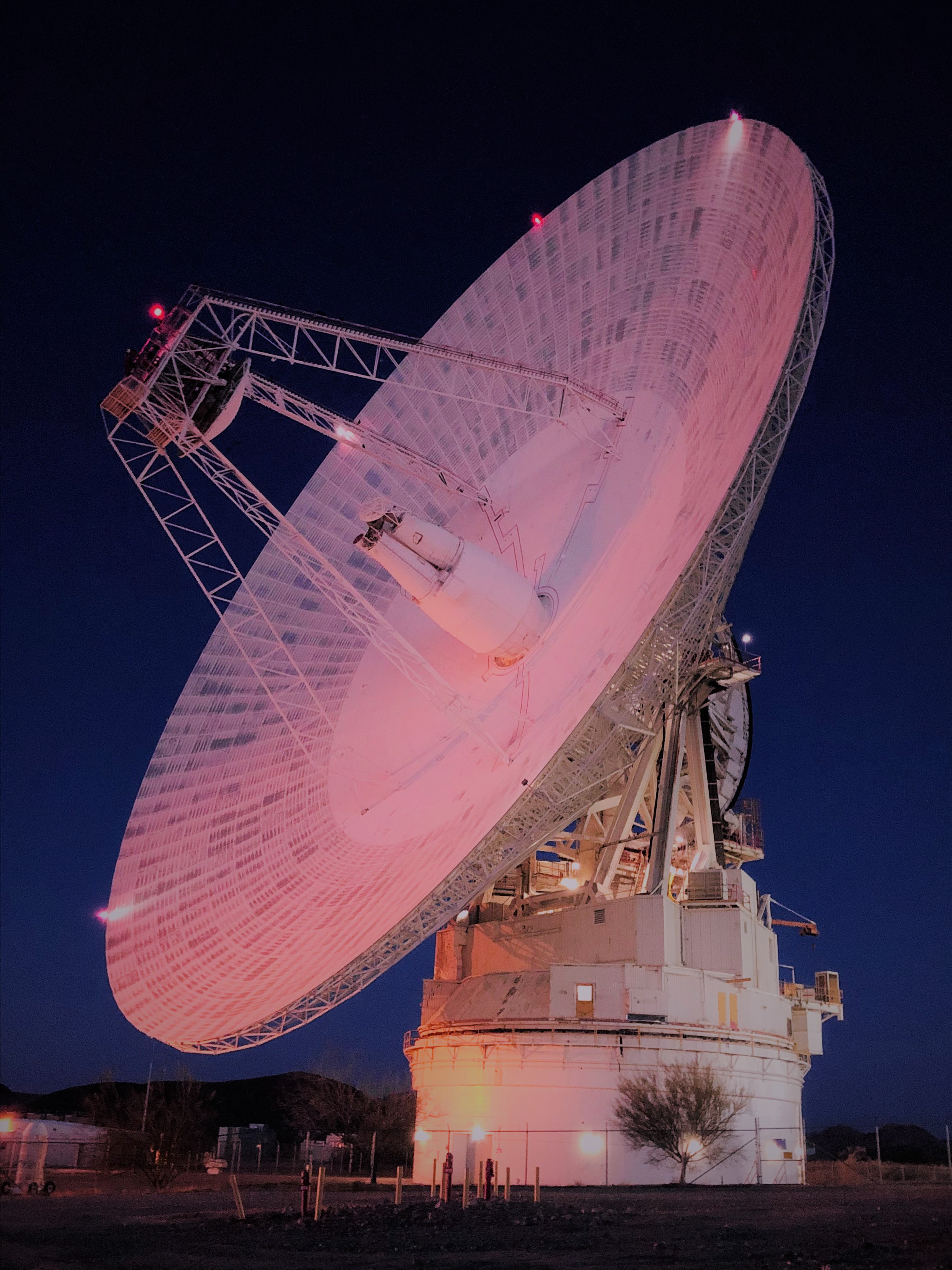 A 230-foot-wide antenna at Goldstone Deep Space Communications Complex in Barstow, California.