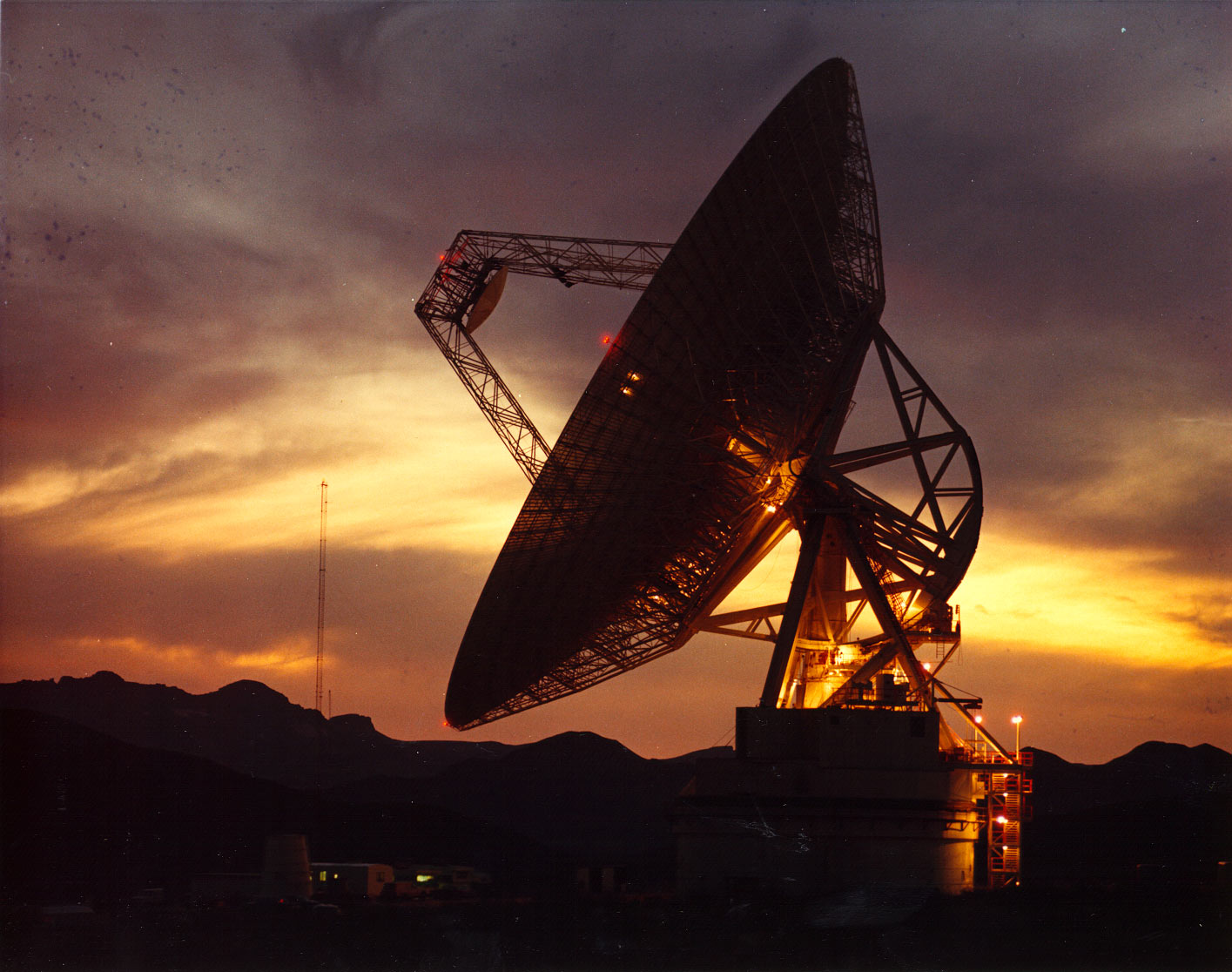 A 230-foot-wide antenna at Goldstone Deep Space Communications Complex in Barstow, California.
