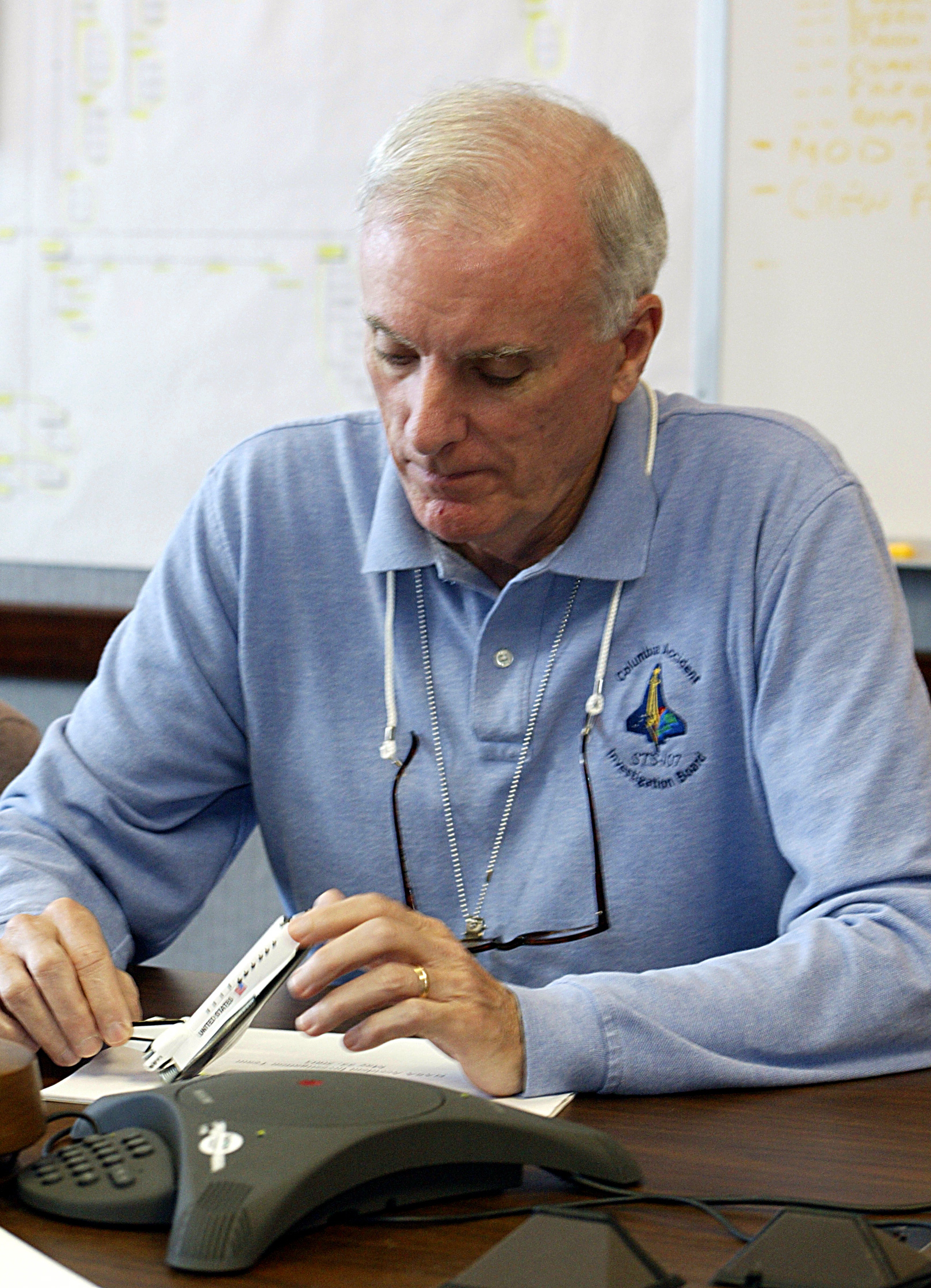 Chairman Hal Gehman with a Shuttle Model