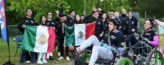 Students from the TecnolÃ³gico de Monterrey, Cuernavaca, Mexico, cheer for their teammates during the 2023 competition. NASA is accepting proposals for the 2024 season until Sept. 21, 2023.