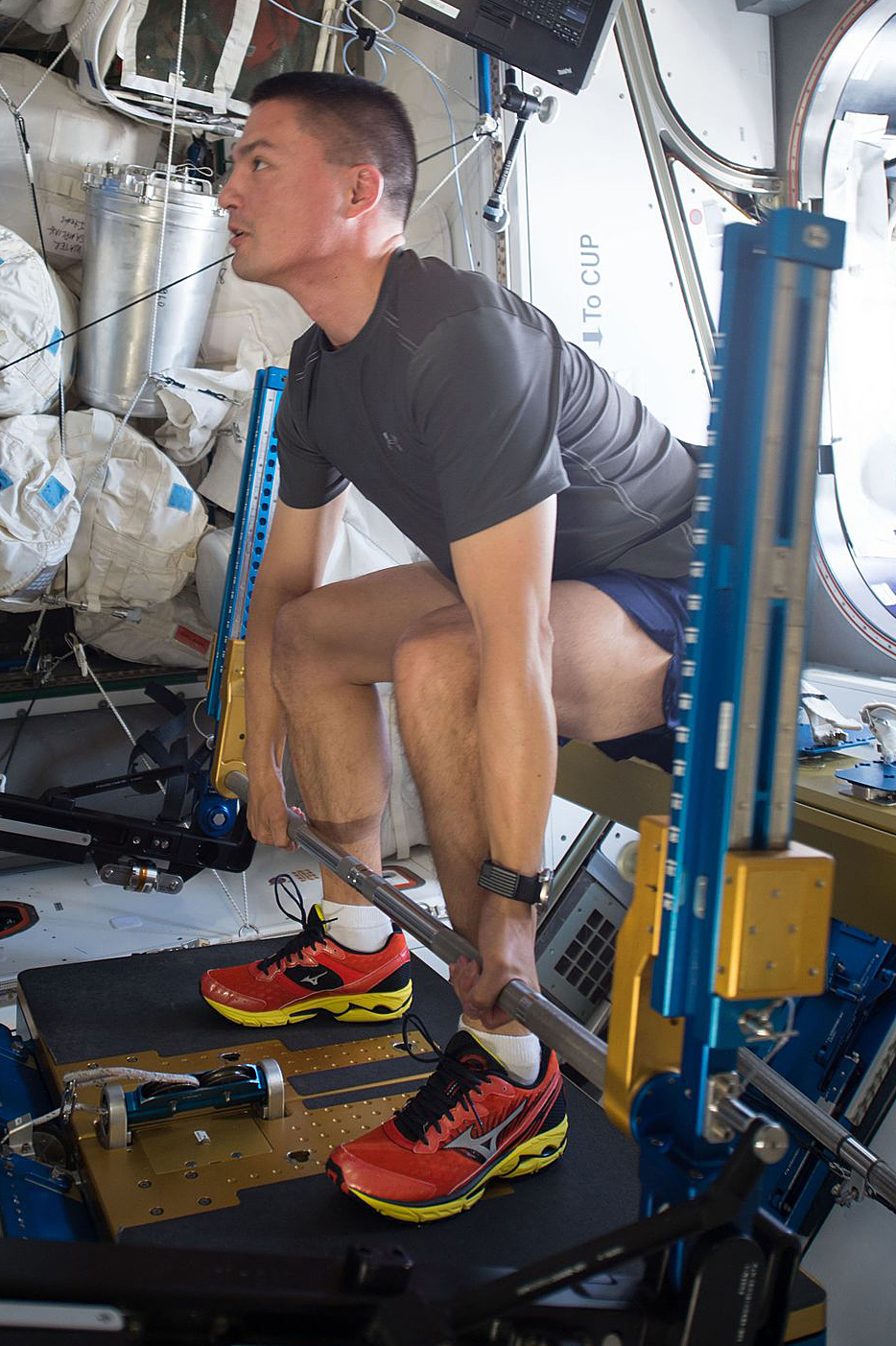 NASA astronaut Kjell Lindgren uses the ARED