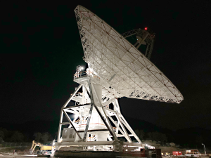 A 112-foot-wide antenna at Madrid Deep Space Communications Complex in Madrid, Spain.