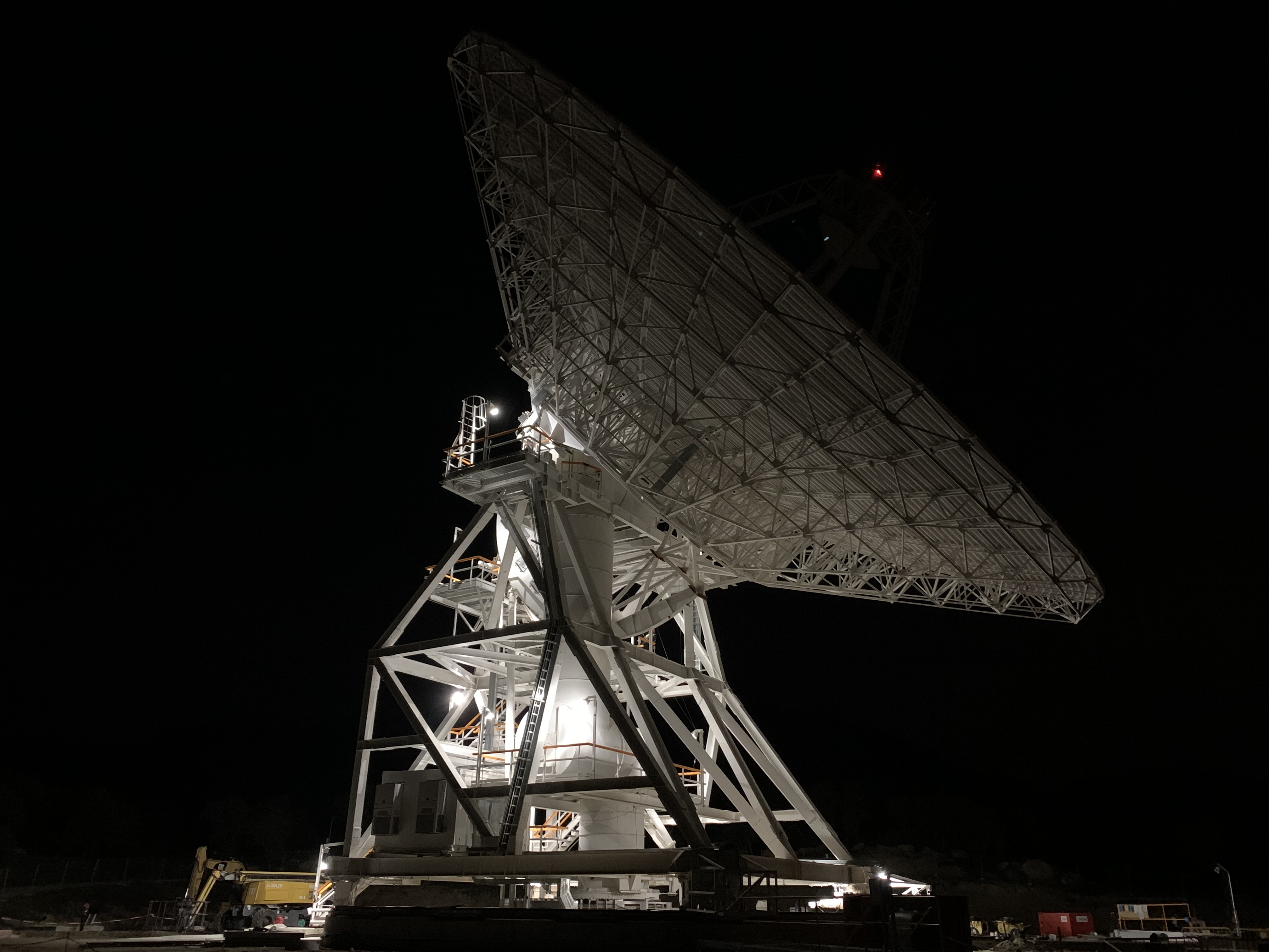 A 112-foot-wide antenna at Madrid Deep Space Communications Complex in Madrid, Spain.