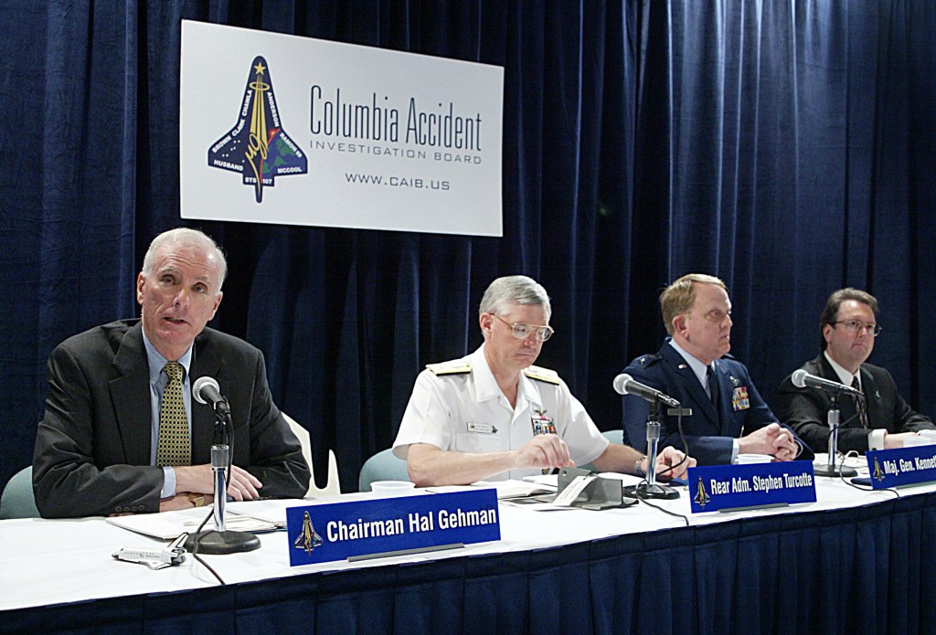 Chairman Hal Gehman speaks at a CAIB Press Briefing