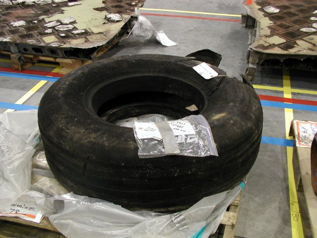 One of Space Shuttle Columbia's landing gear tires