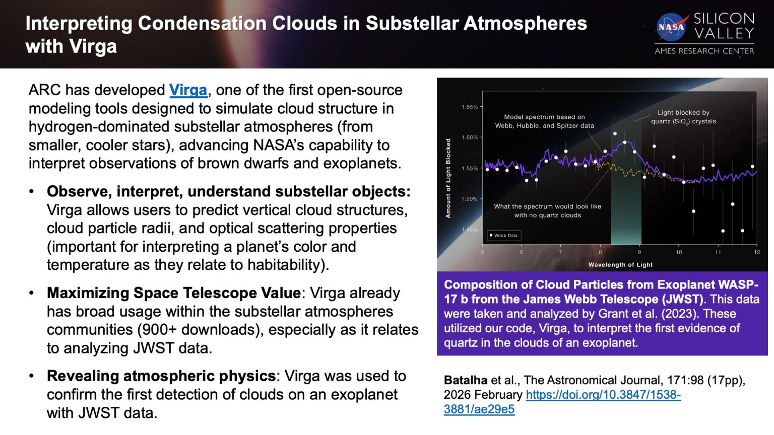 Image of a powerpoint slide featuring a science nugget about the Space Science portal VIRGA.