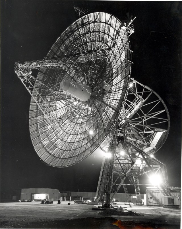 Antenna at Canberra Deep Space Communications Complex near Canberra, Australia circa 1964.
