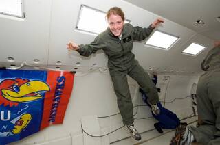 A University of Kansas School of Engineering student at the time, Loral O'Hara is pictured participating in the NASA Reduced Gravity Student Flight Opportunities Program (RGSFOP).