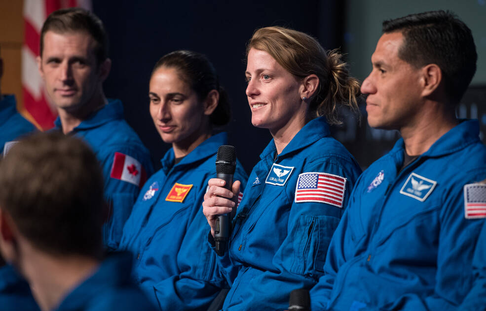 NASA astronaut candidate Loral OHara answers a question in the Webb Auditorium at NASA Headquarters in Washington.