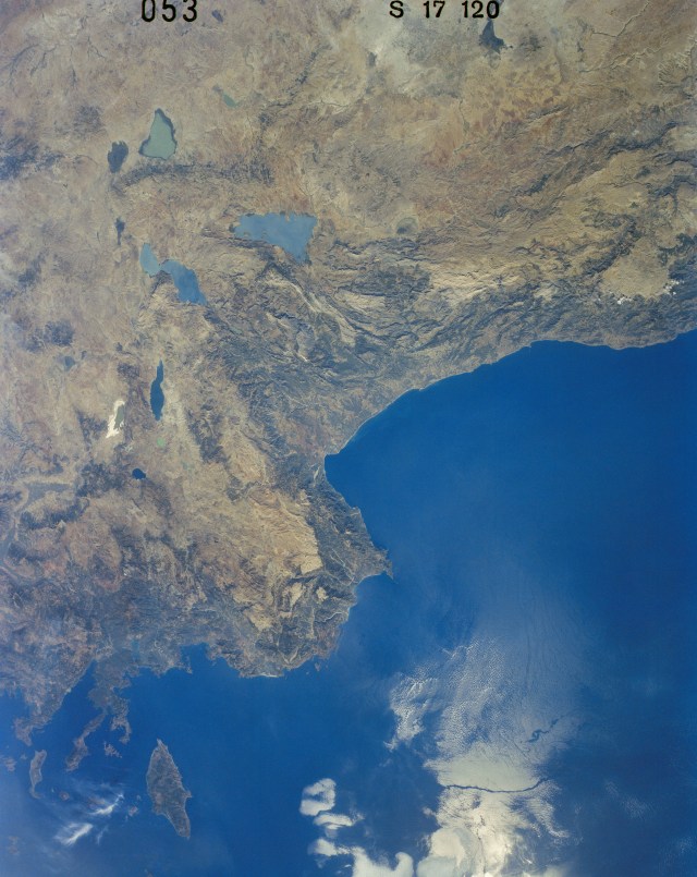 Photo of Gulf of Antalya, Southern Turkish Coastline taken from space.