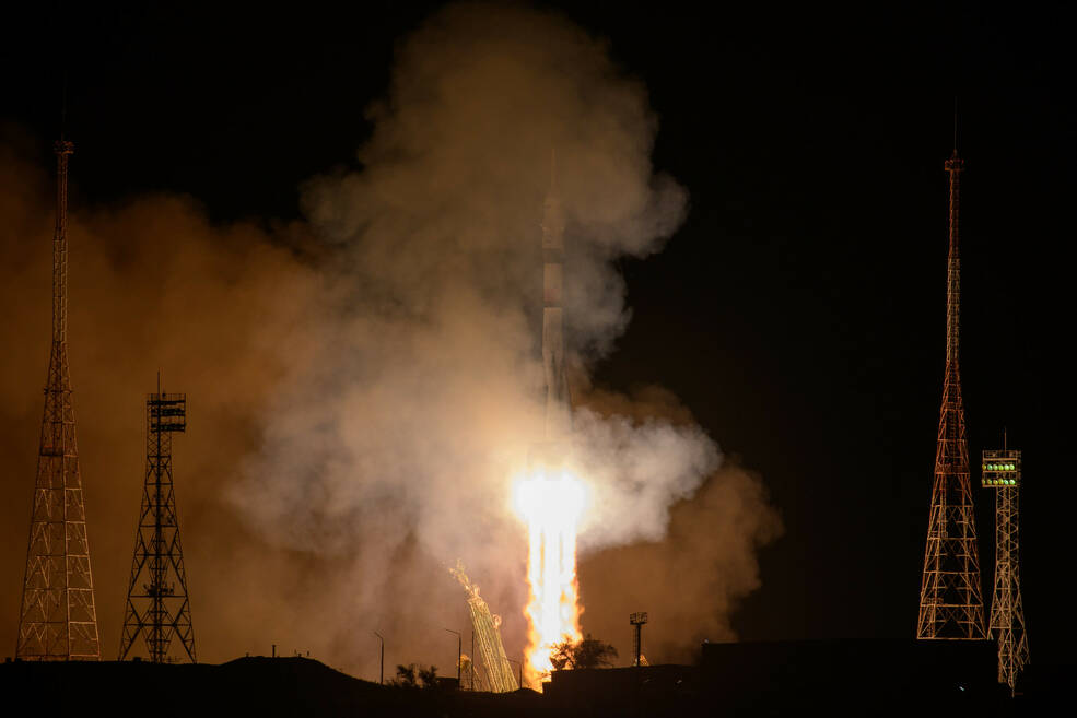 The Soyuz rocket is launched with Expedition 70 NASA astronaut Loral O'Hara, and Roscosmos cosmonauts Oleg Kononenko and Nikolai Chub, Friday, Sept. 15, 2023, at the Baikonur Cosmodrome in Kazakhstan.