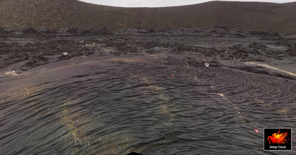 Using a tripod-mounted lidar scanner, the science team created this image that highlighted the ropy texture of new rock formed by a recent lava flow near Icelands Litli-HrÃºtur volcano.