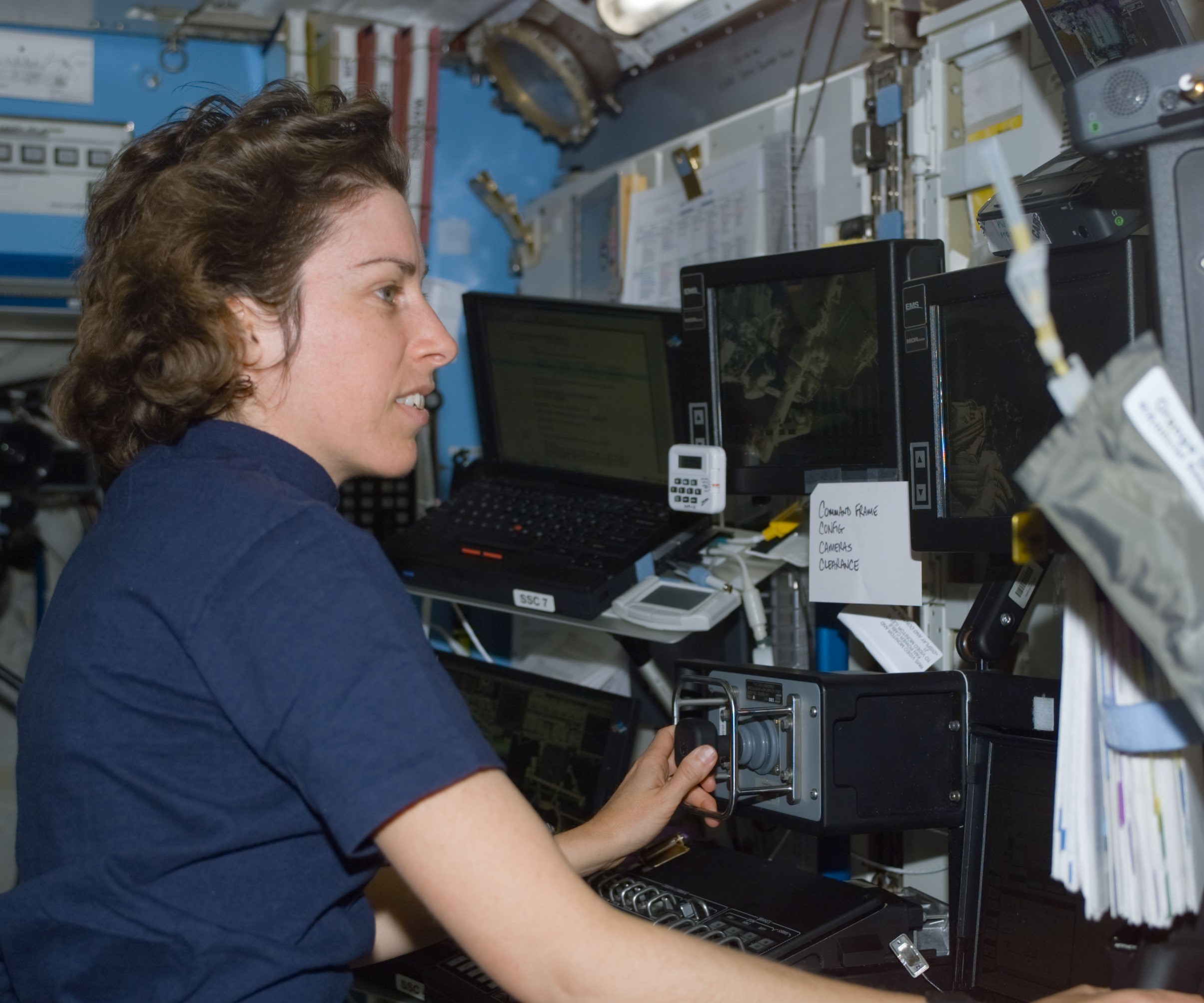  NASA astronaut Ellen Ochoa operating Canadarm2