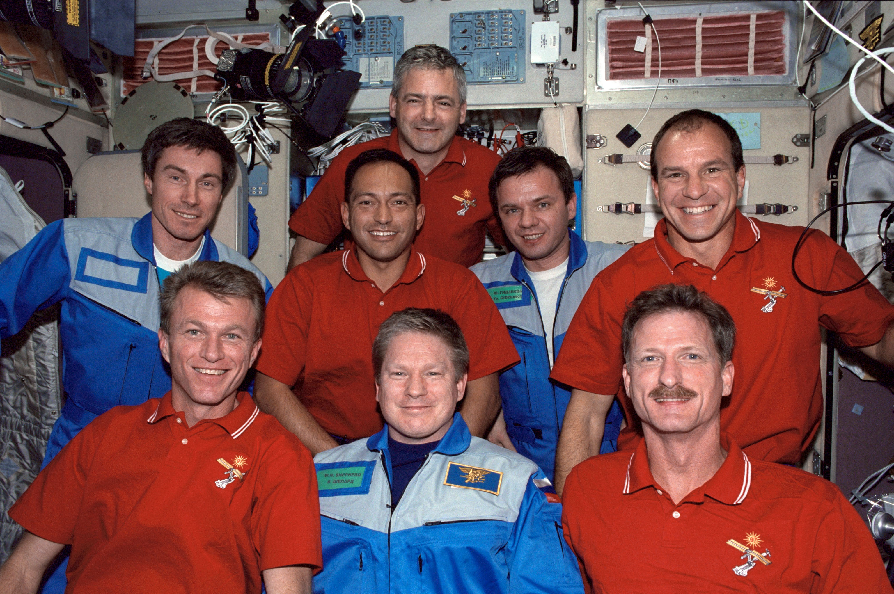 Noriega with the STS-97 and Expedition 1 crews in the Zarya Service Module.