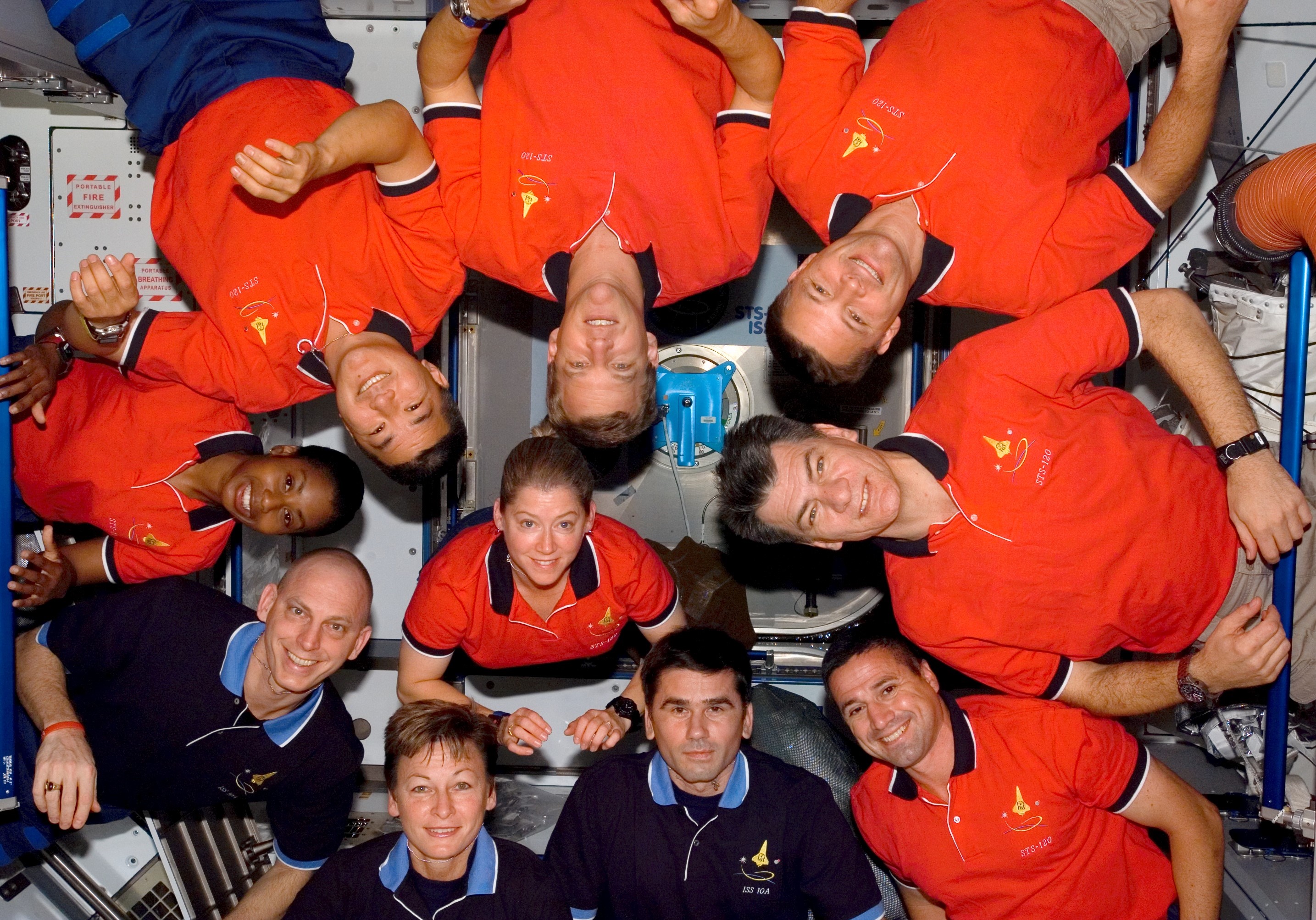 Zamka, lower right, with the STS-120 and Expedition 16 crews