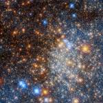 A field of stars in colors of yellow, gold, and blue fills the frame against a black background.