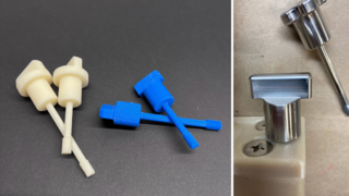 Houston We Have a Podcast: Ep. 284: The Student-Built Camera Mount Hardware iterations (left) and built piece (right).