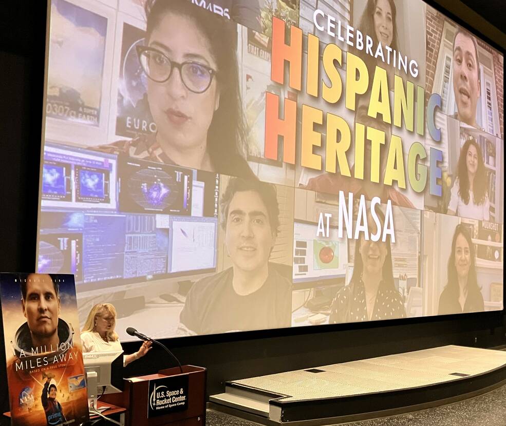 Kimberly Robinson, CEO of the U.S. Space & Rocket Center, greets Marshall team members ahead of the special screening of A Million Miles Away on Sept. 13 in the National Geographic Theater at the U.S. Space & Rocket Center.