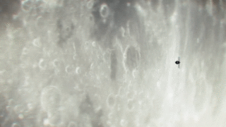 An animated visualization of a lunar fly-by as the Orion spacecraft orbits the Moon while the Optical to Orion (O2O) technology is in use. 