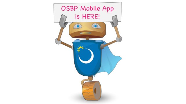 Osby holding up sign announcing the new OSBP Mobile app