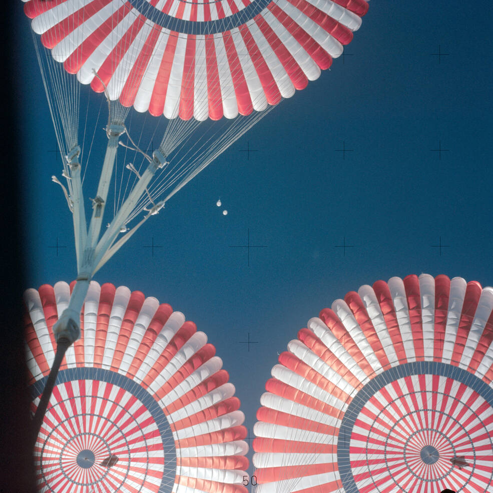 The three main parachutes have fully opened