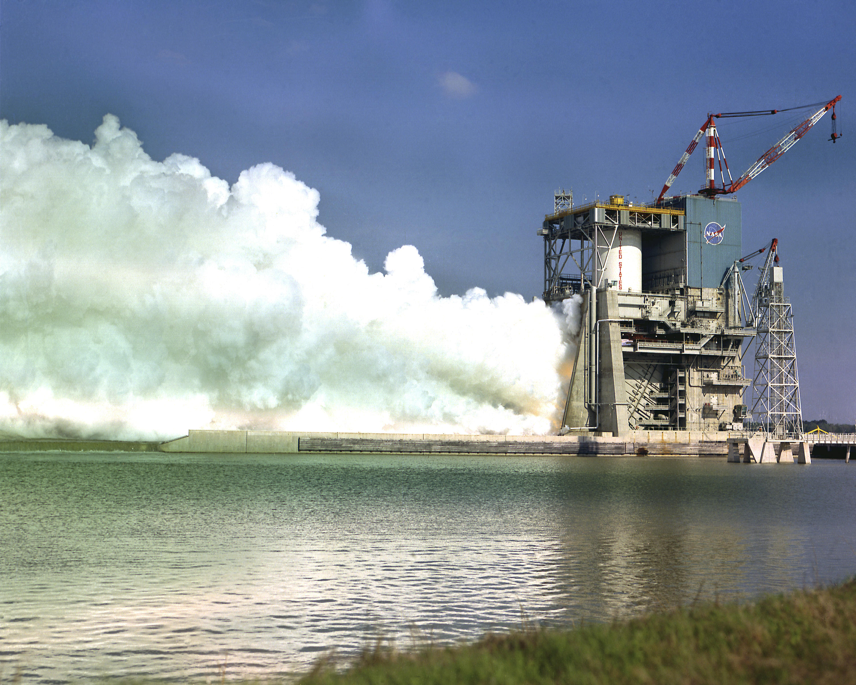 Saturn V S-II-2 rocket stage test on the A-2 Test Stand at NASA Stennis