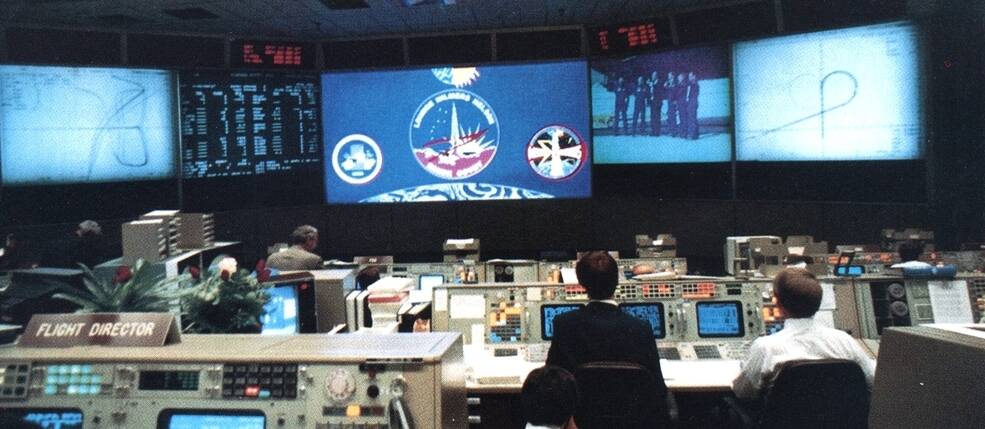 Mission Control during the immediate postlanding activities
