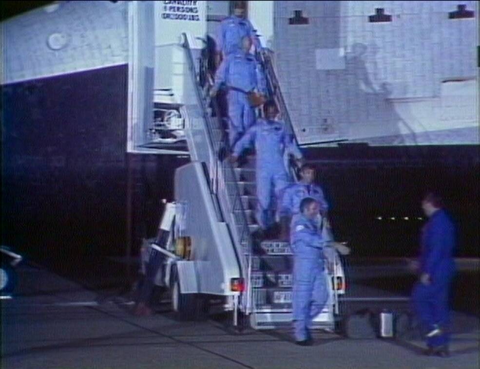 STS-8 crew disembarks from Challenger 