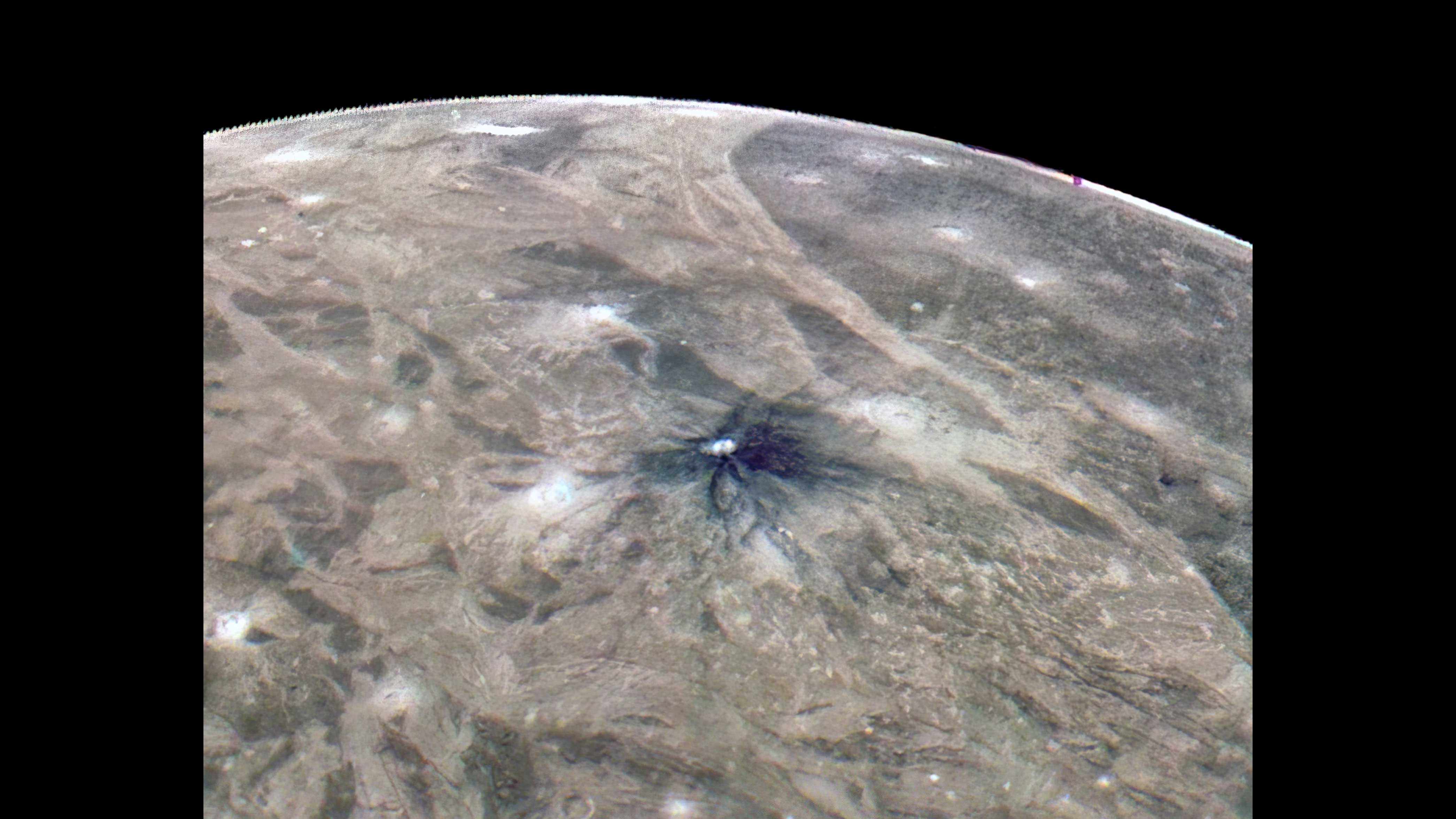 This look at the complex surface of Jupiter’s moon Ganymede came from NASA’s Juno mission during a close pass in June 2021.