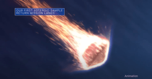 Screen capture from "This Week @NASA" video of OSIRIS-REx sample return.