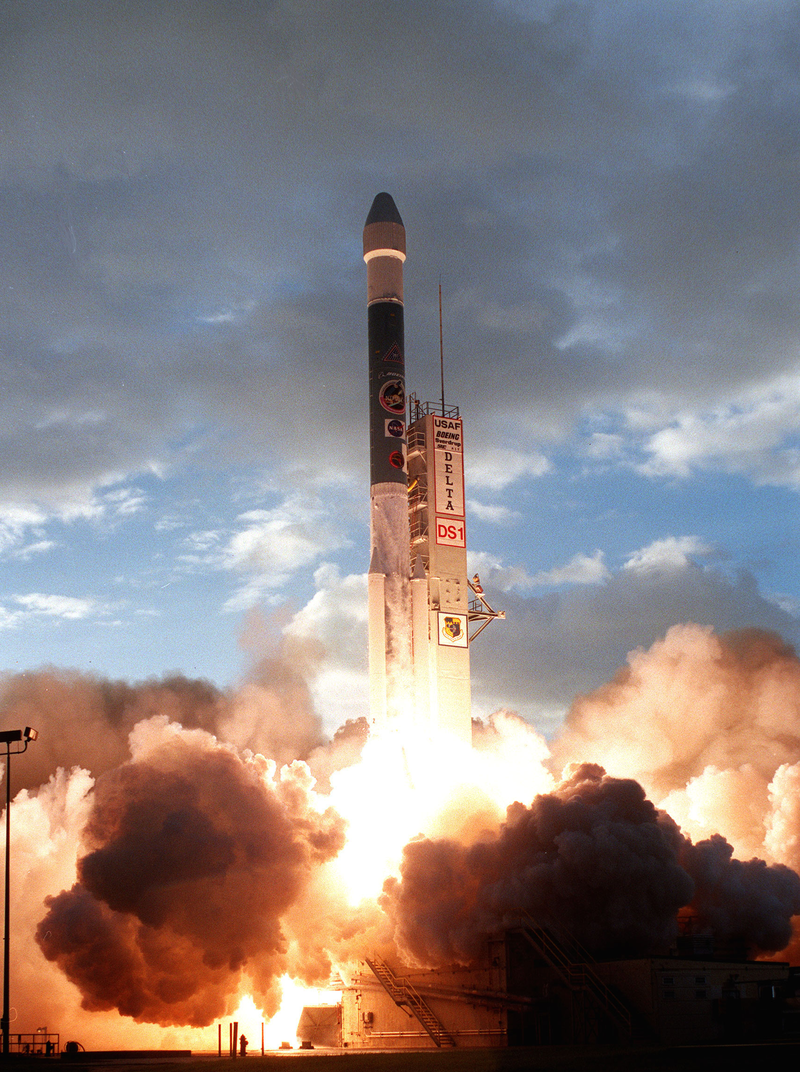 Launch of Deep Space 1 on a Delta II rocket from Launch Pad 17A at Cape Canaveral Air Force Station, now Cape Canaveral Space Force Station, in Florida