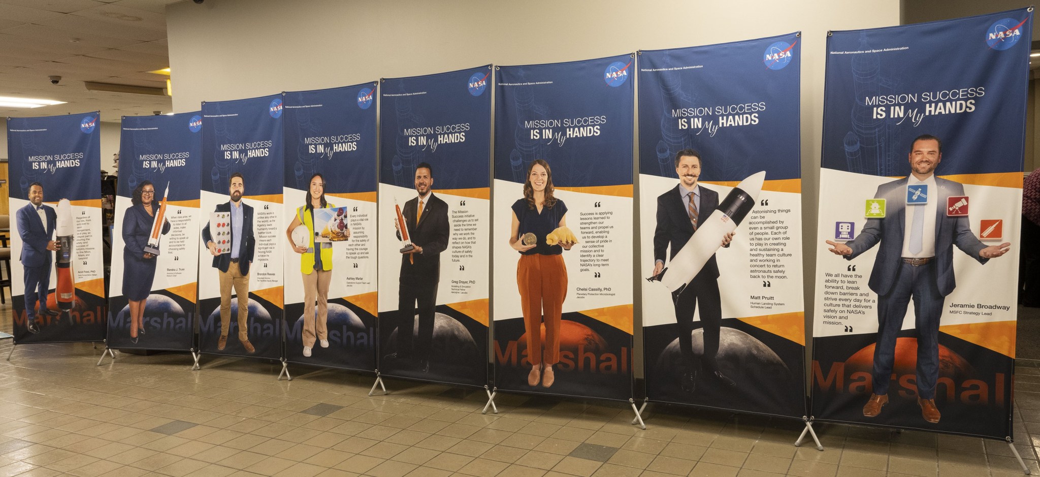 Eight new testimonial banners are displayed as part of the Mission Success is in Our Hands Shared Experiences Forum