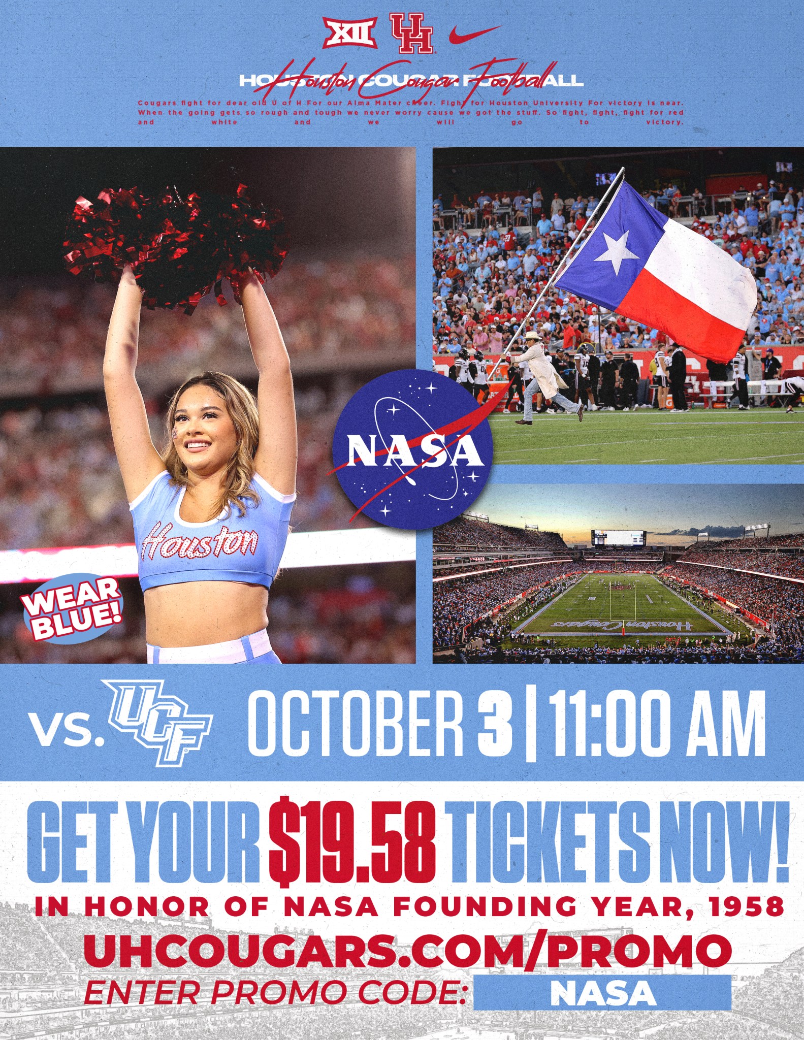 Decorative flyer for UH October 3, 2026 game.