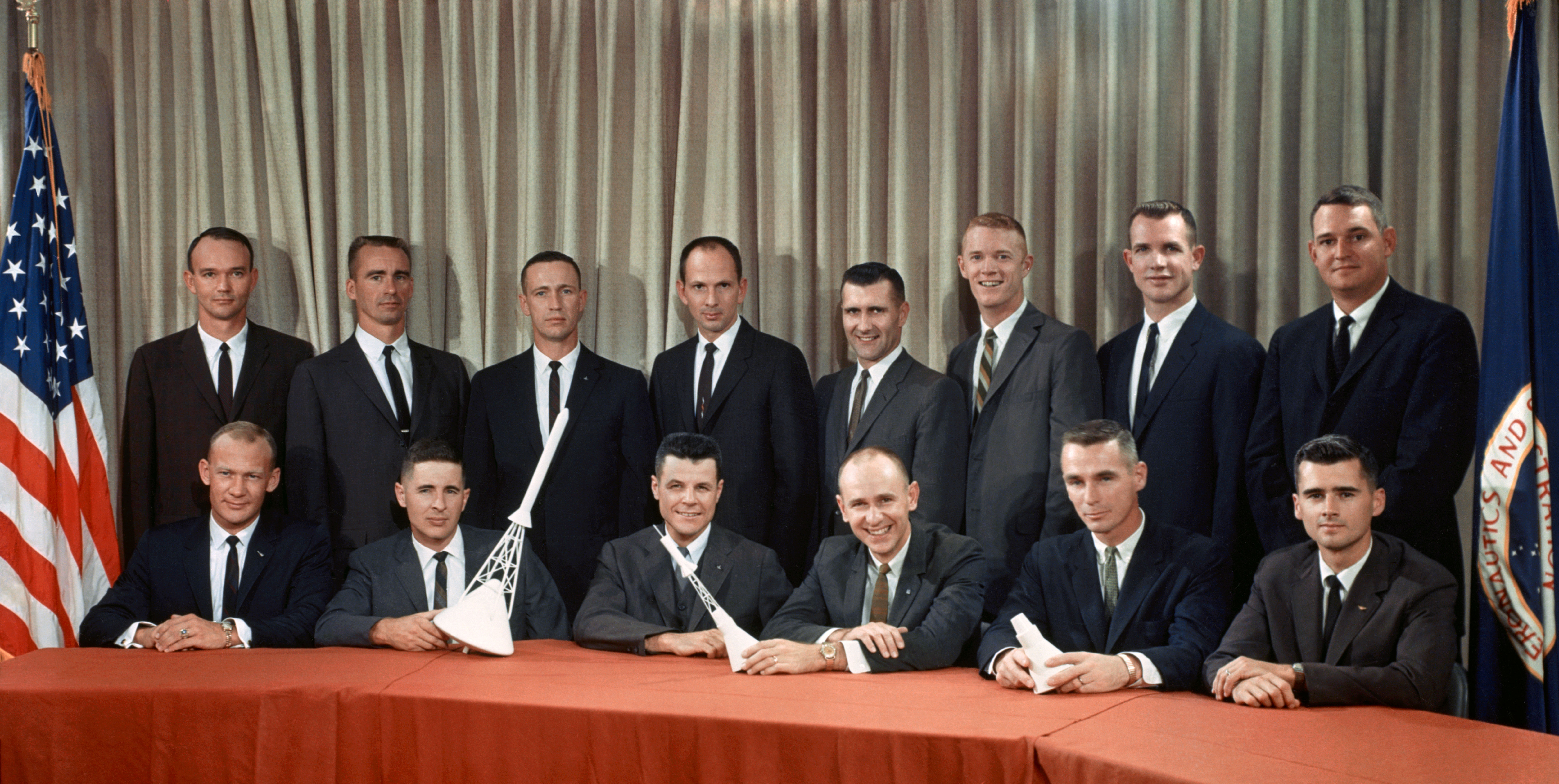 Group 3 astronauts pose following their introduction during the Oct. 17, 1963, press conference