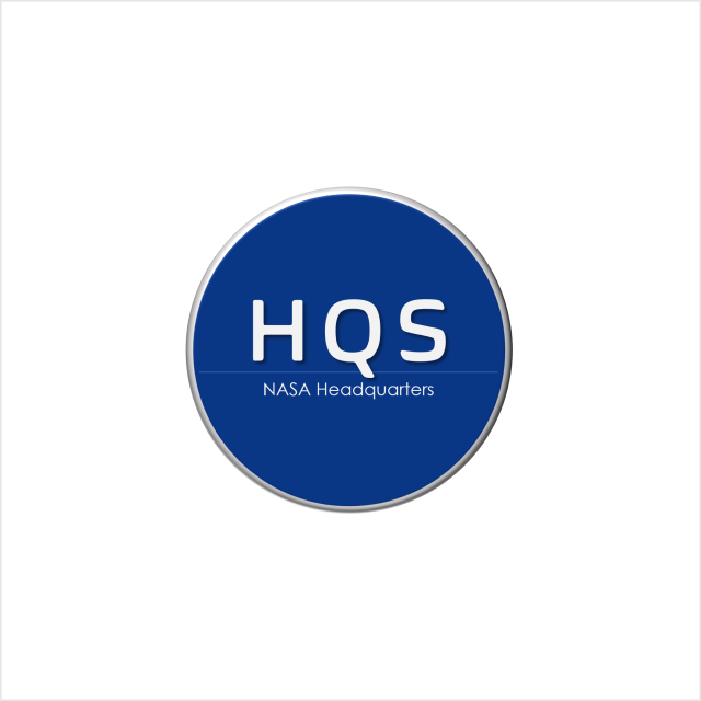 a blue circle with a silver outline with the initials H Q S in the middle