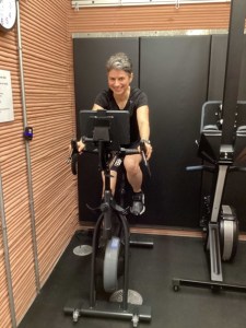 CHAPEA Mission 1 Science Officer, Anca Selariu, spends some time exercising inside the habitat.