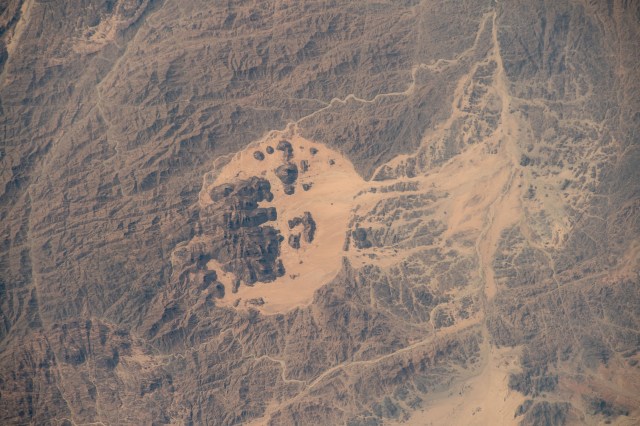 The Jibāl Hawlad mountain range, near the Red Sea, is pictured in the African nation of Sudan as the International Space Station orbited 258 miles above.