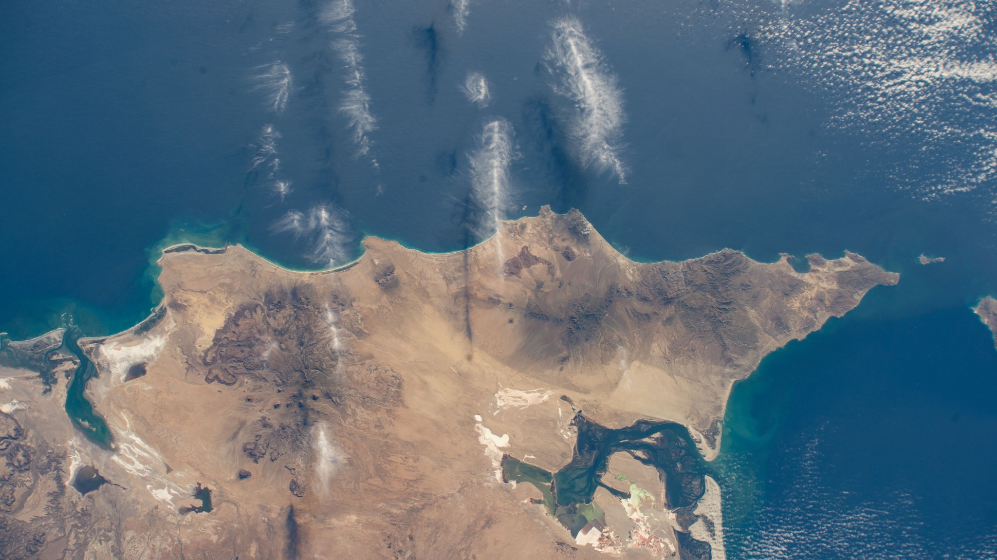 The north coast of the Mexican state of Baja California Sur on the Pacific Ocean is pictured from the International Space Station as it orbited 258 miles above.
