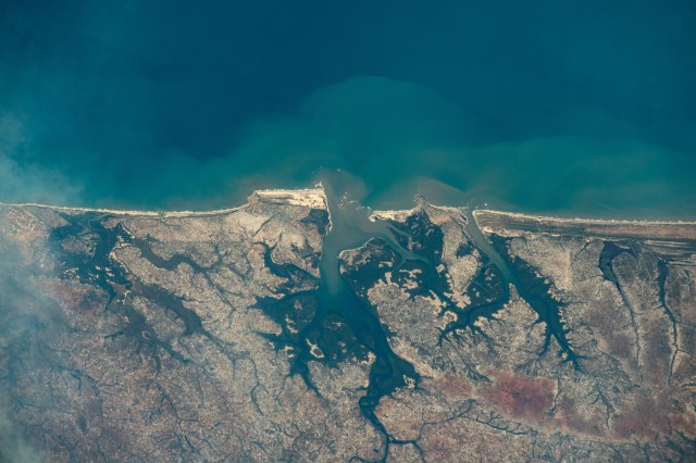 The coast of Mozambique on the Mozambique Channel is pictured from the International Space Station as it orbited 263 miles above the African nation.