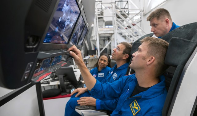 The four SpaceX Crew-8 crew members (from left) Jeanette Epps, Michael Barratt, and Matthew Dominick, all NASA astronauts, and Alexander Grebenkin from Roscosmos are pictured during a training session at SpaceX headquarters in Hawthorne, California. Credit: SpaceX