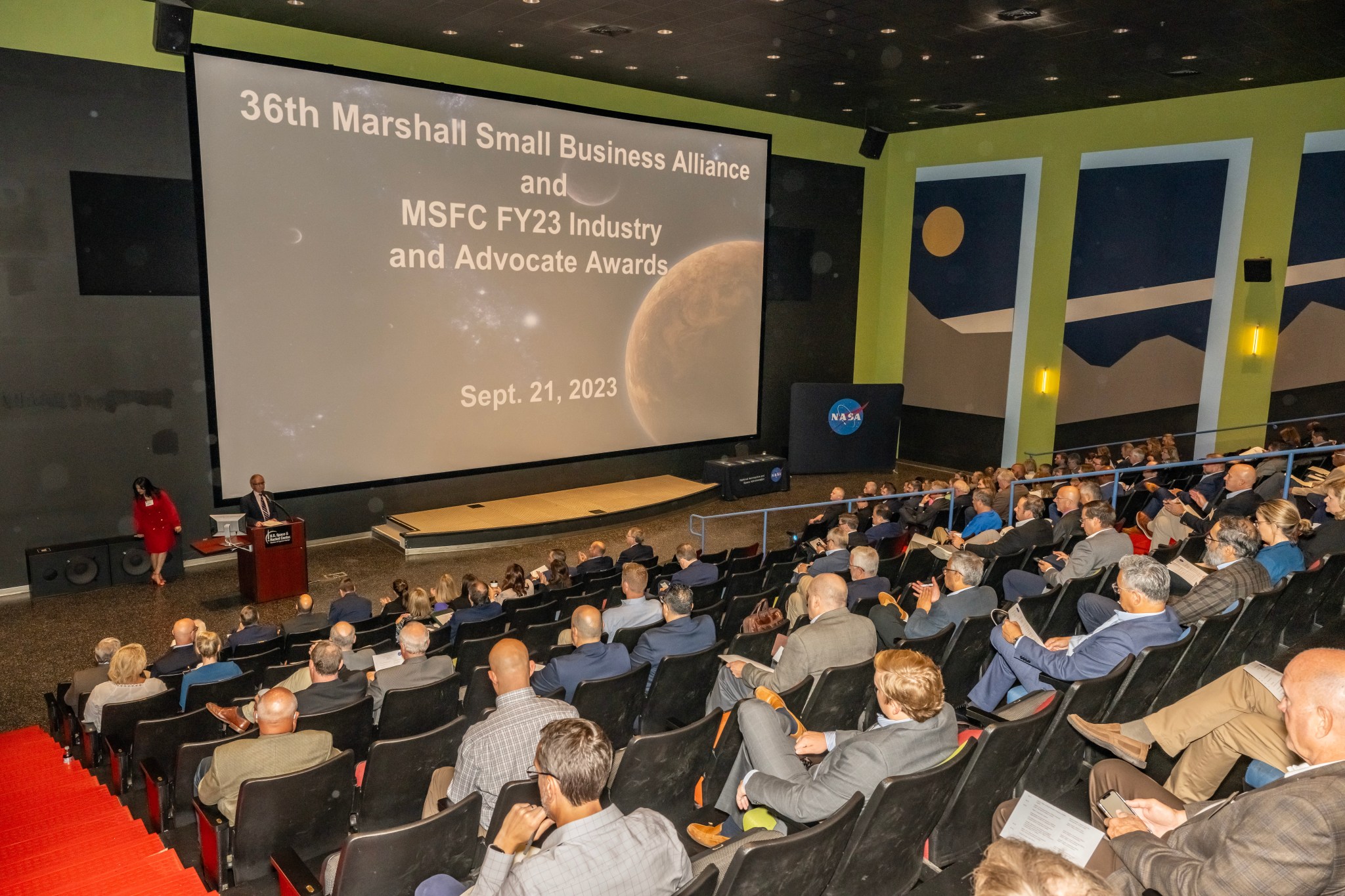 David Brock, small business specialist at Marshall Space Flight Center, welcomes attendees of the 36th Marshall Small Business Alliance meeting and 17th Industry & Advocate Awards.