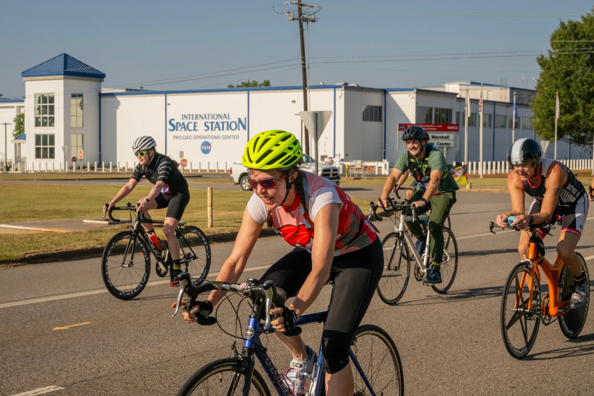 Cyclists compete during the bicycle portion of “Racin’ the Station.”