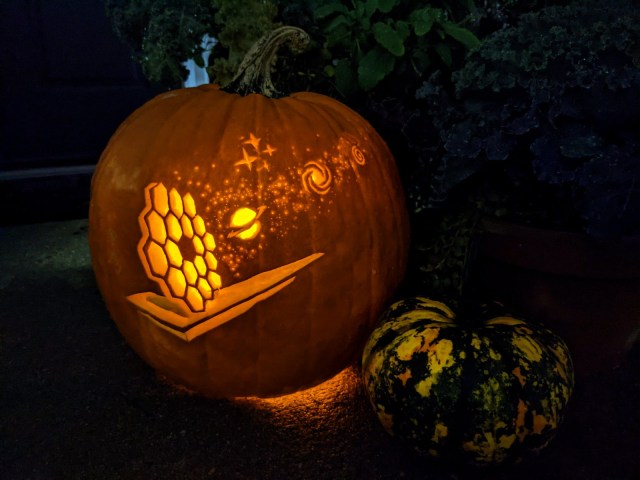 James Webb Space Telescope-themed pumpkin