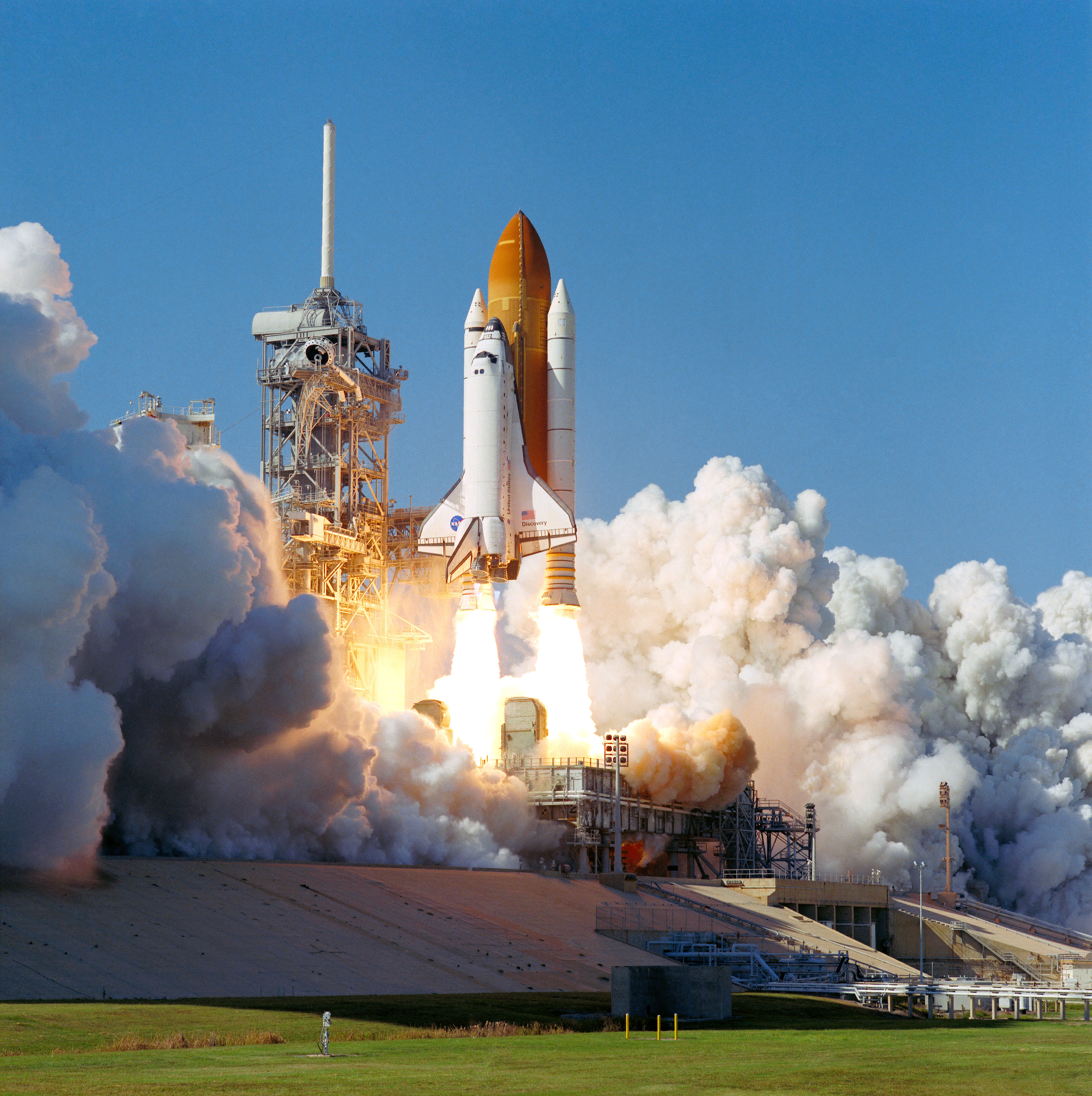 Liftoff of space shuttle Discovery on the STS-95 mission, returning Glenn to orbit