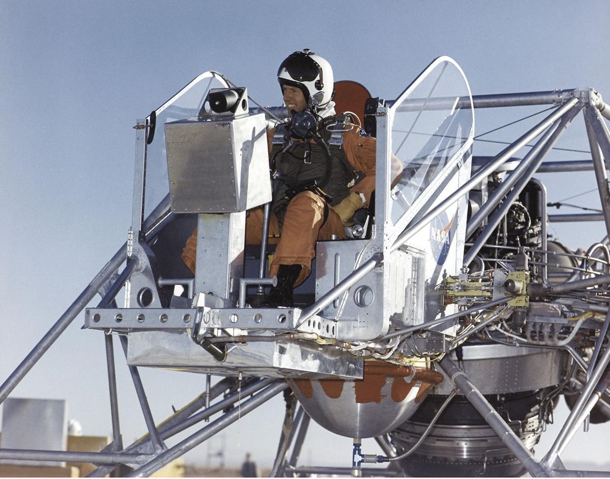 Walker at the controls of the Lunar Landing Research Vehicle in 1964