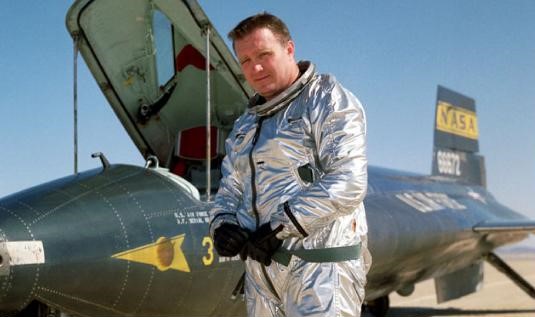 NASA X-15 pilot John B. “Jack” McKay poses with X-15-3 after a mission
