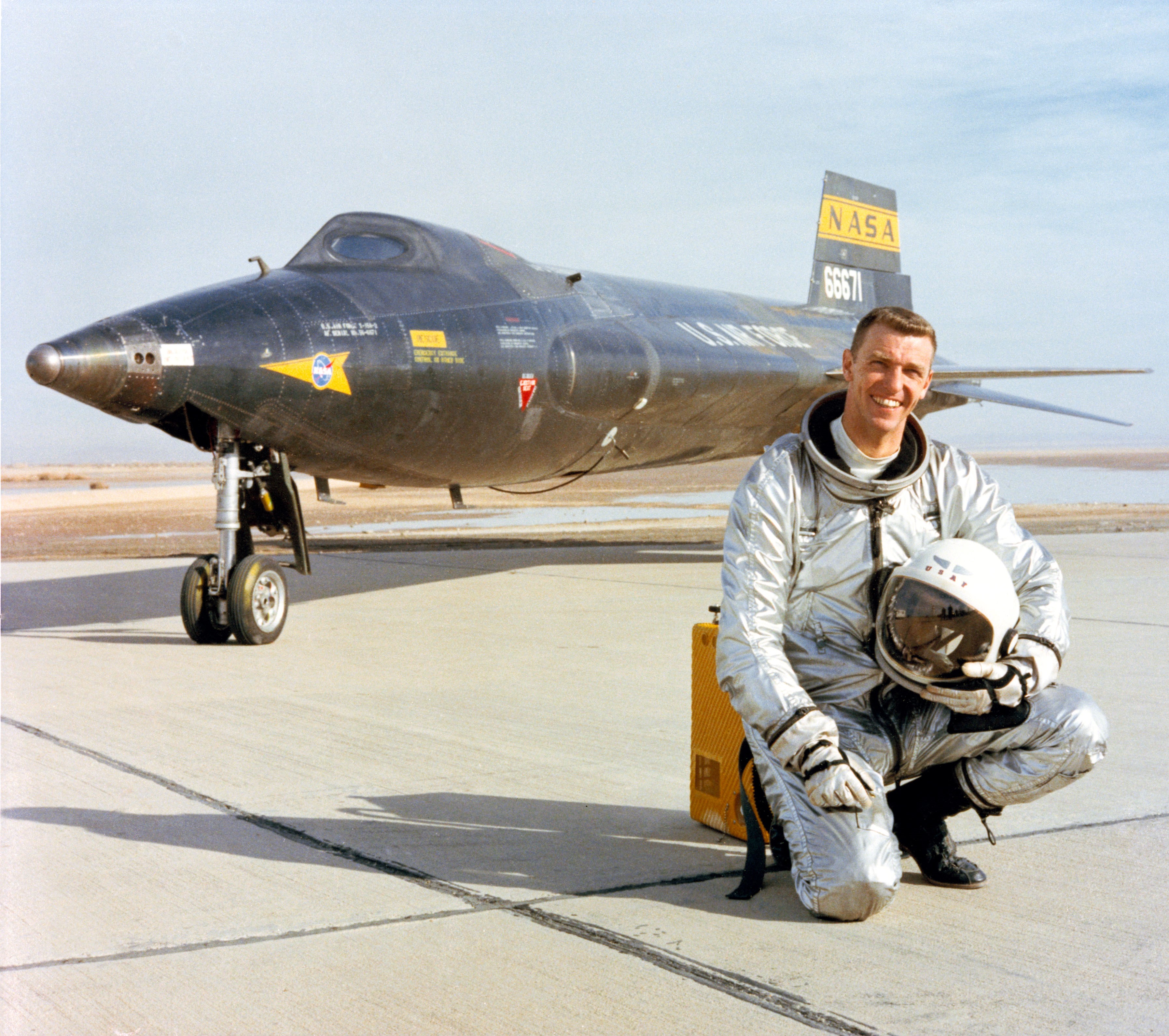 Air Force pilot Joe H. Engle following a flight aboard X-15A-2