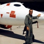 Air Force pilot William J. “Pete” Knight poses with X-15A-2 with its unusual white outer paint over an ablative coating