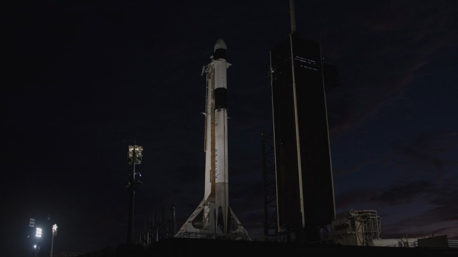 SpaceX’s Falcon 9 rocket, with the Dragon spacecraft atop, at NASA's Kennedy Space Center