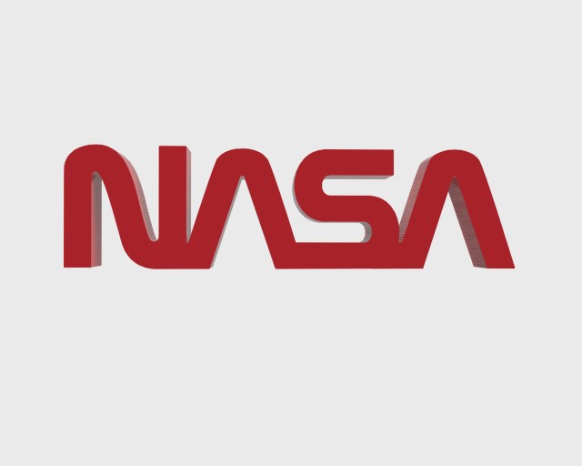 Red NASA word in 3D on a gray background.